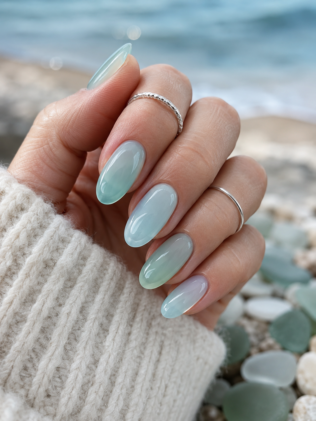 Sea Glass Gel Nails